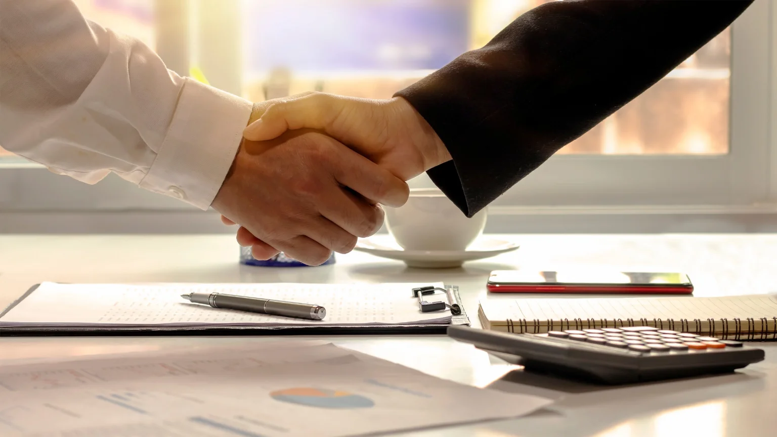 Professional business partnership handshake